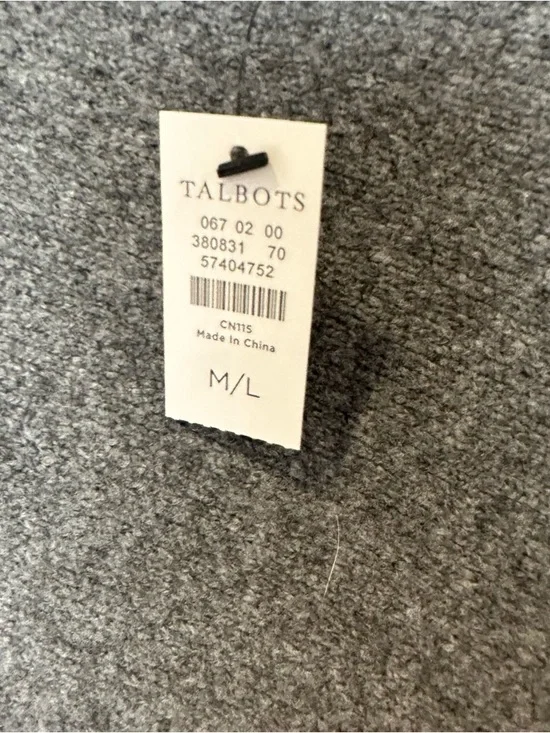 Talbots Women's Cotton Blend Soft Stone Embellished Poncho Gray Sweater - Picture 3 of 6